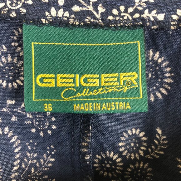 Geiger Austria Women’s Floral Linen Jacket 36 (US 6 Small) Etched Metal Buttons - Picture 2 of 8